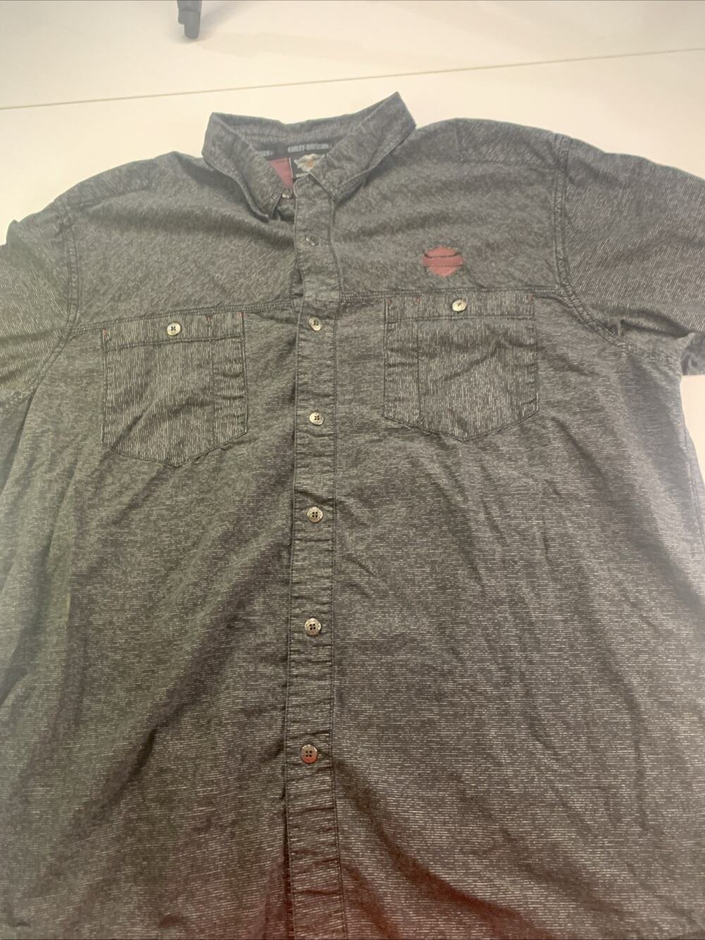 Harley Davidson Button Down Shirt Dark Gray Mens 2XL Long Sleeve